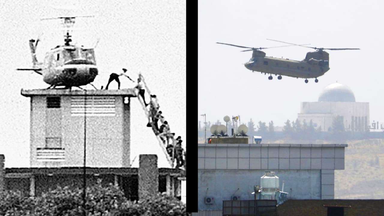 La historia se repite: fotos interactivas de la caída de Saigón y el caos en el aeropuerto de Kabul