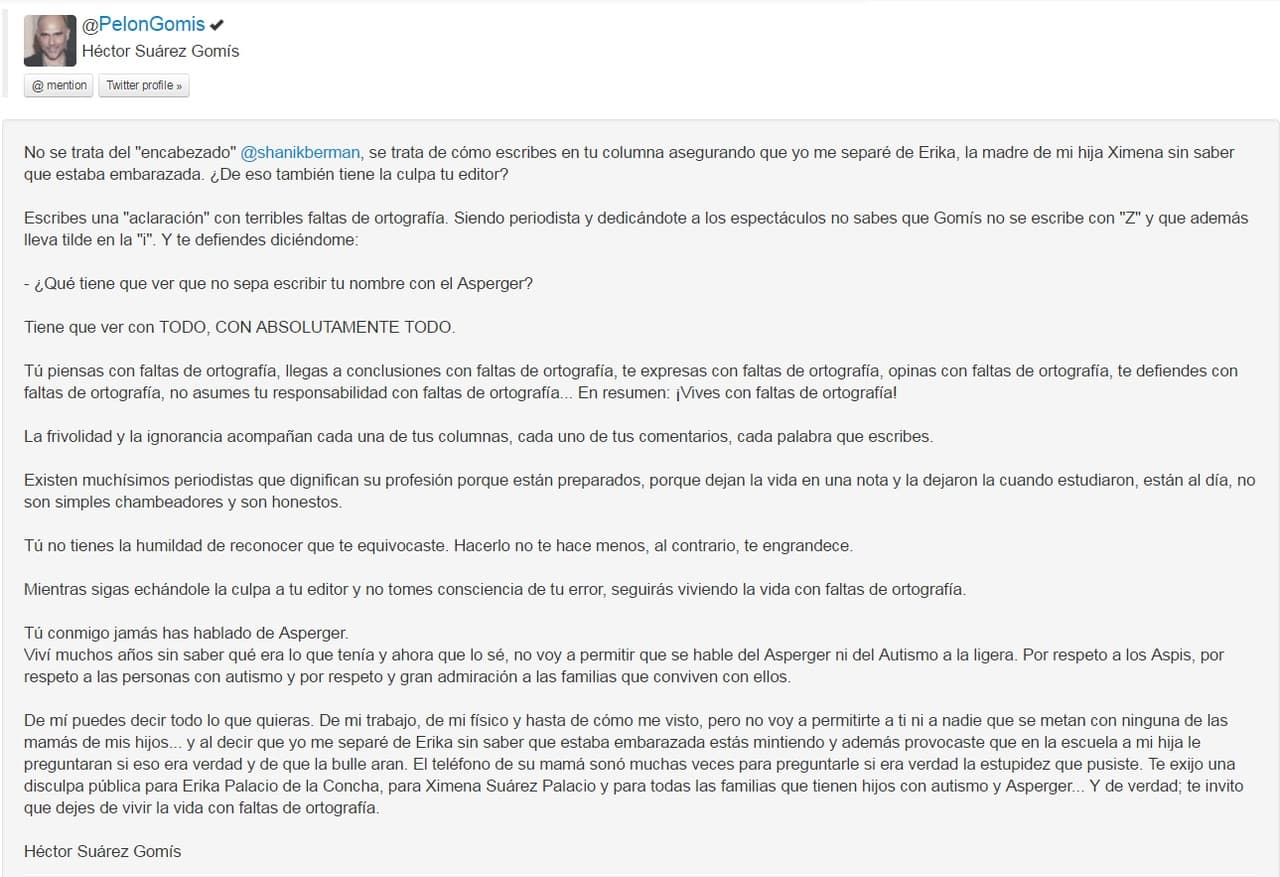 Héctor Suárez Gomís insistió en que fue una irresponsabilidad.