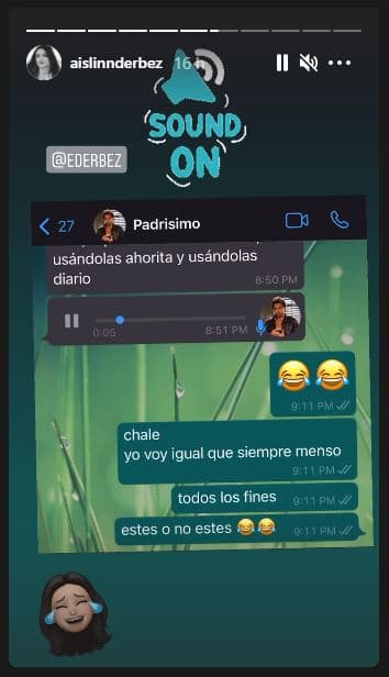 Incluso el mexicano de 59 años imitó las palabras que supuestamente le diría su hija Aislinn a su esposa Alessandra Rosaldo: "O sea, has de ser de las de: 
<br>— Ale, ¿y mi papá? 
<br>— Aquí anda, ¿qué querías?
<br>— No, nada, nada, bye".