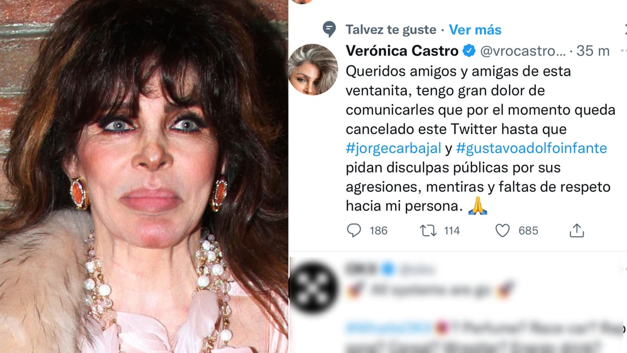 Con este tuit, Verónica Castro anunció su aparente despedida "temporal" de Twitter.