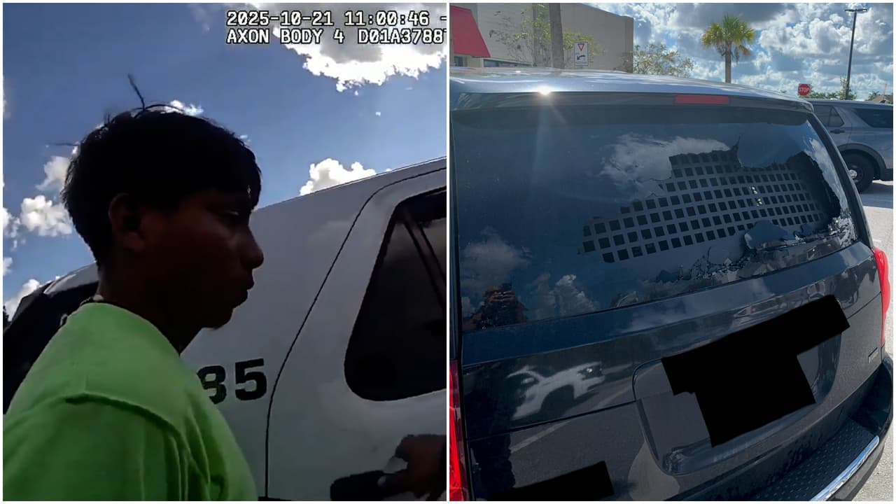 Lanza piedra a patrulla de ICE tras ver arresto de su padre en Florida