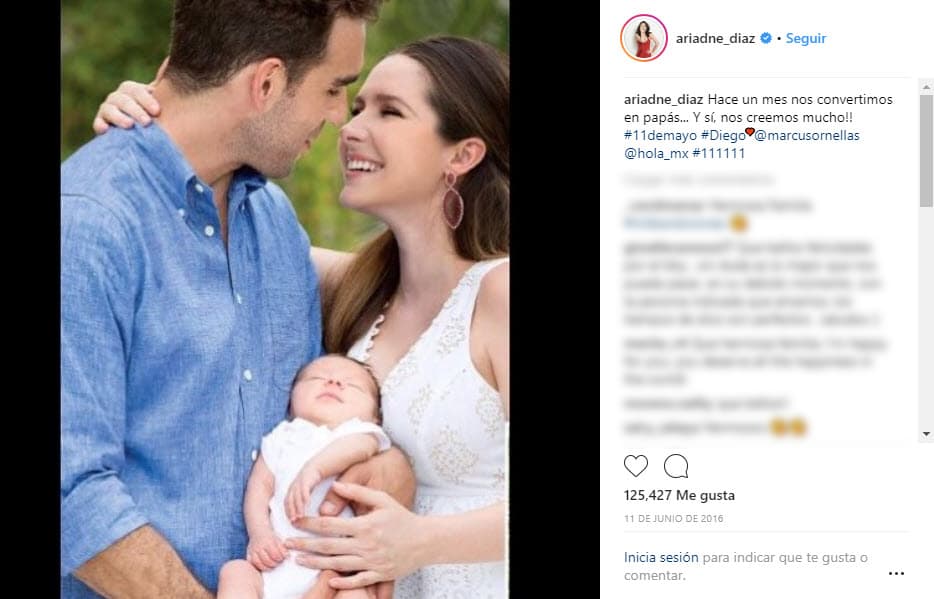 Un mes después de haber dado a luz, la actriz reapareció en la revista ¡Hola!, donde presentó a su hijo.