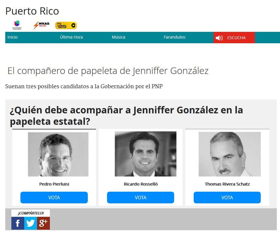 Encuesta eliminada de Univisionpr.com 