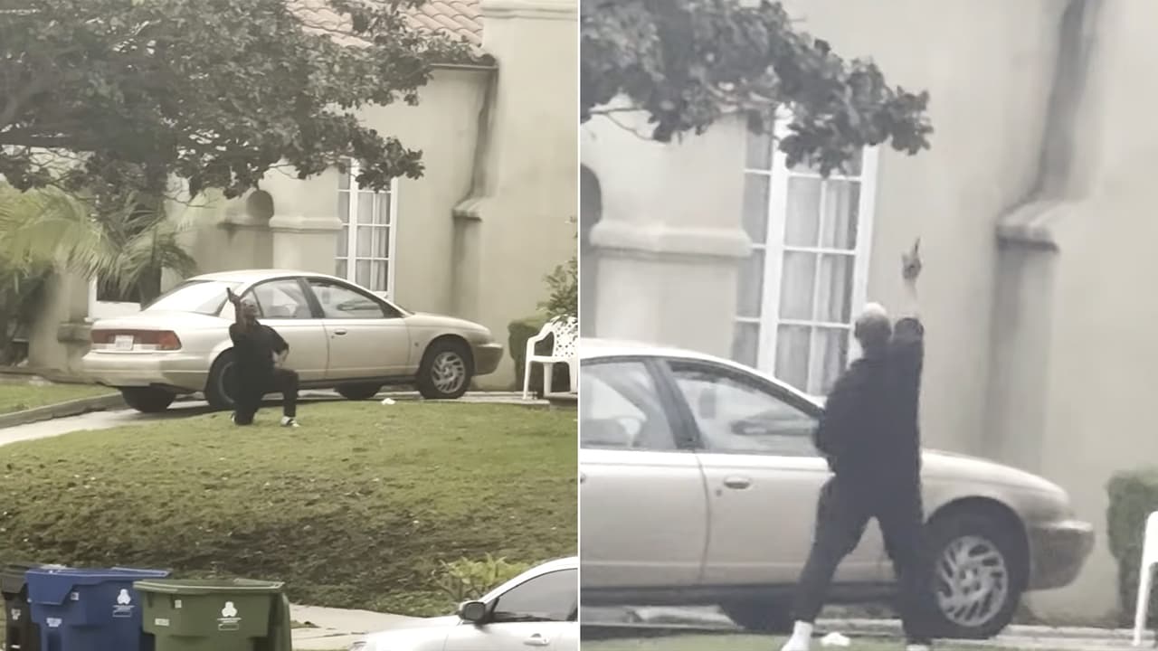 Hombre amenaza con un arma a su familia y dispara contra helicóptero del LAPD.