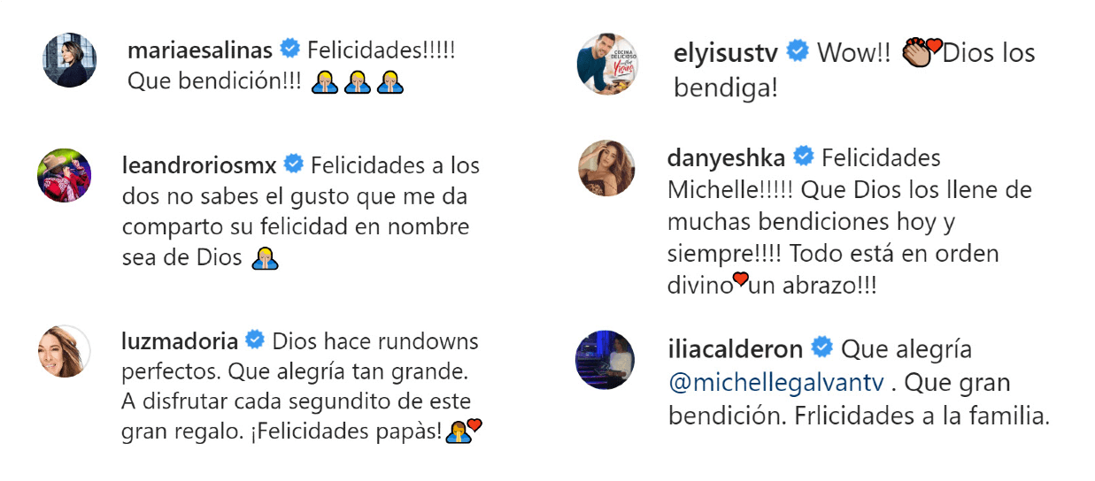 María Elisa Salinas, Leandro Ríos, Luz María Doria, el chef Yisus, Ilia Calderón y la Miss Puerto Rico Danna Hernández le desearon a la pareja muchas bendiciones.