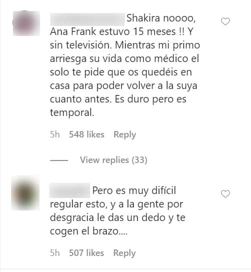 La propuesta de Shakira provocó división de opiniones entre sus fans. Mientras algunos la apoyaron y coincidieron que algunos gobiernos han pensado más en las mascotas que en los niños, hubo otros que cuestionaron a la cantante haciéndole ver que su idea haría que la cuarentena se rompiera. 
<br>