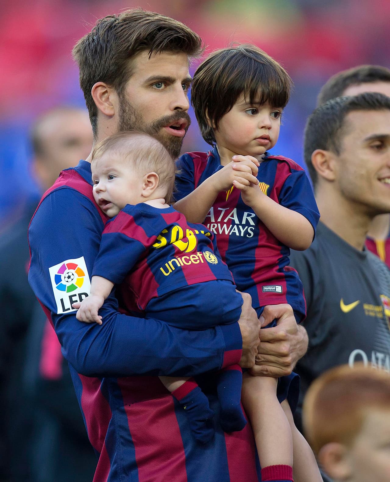 Aquí con sus hijos cuando ganó la Copa del Rey.