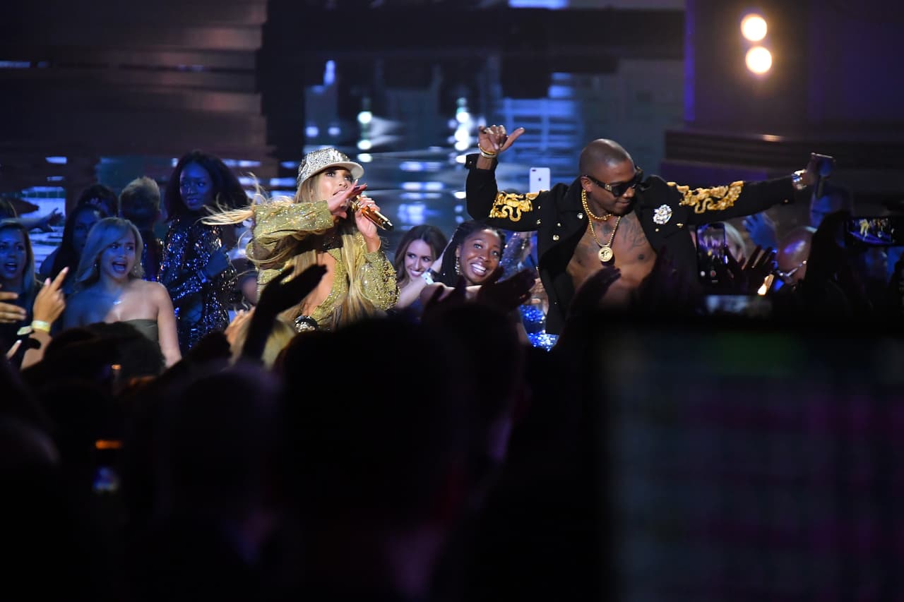 Jennifer López durante su participación en los MTV Video Music Awards 2018.