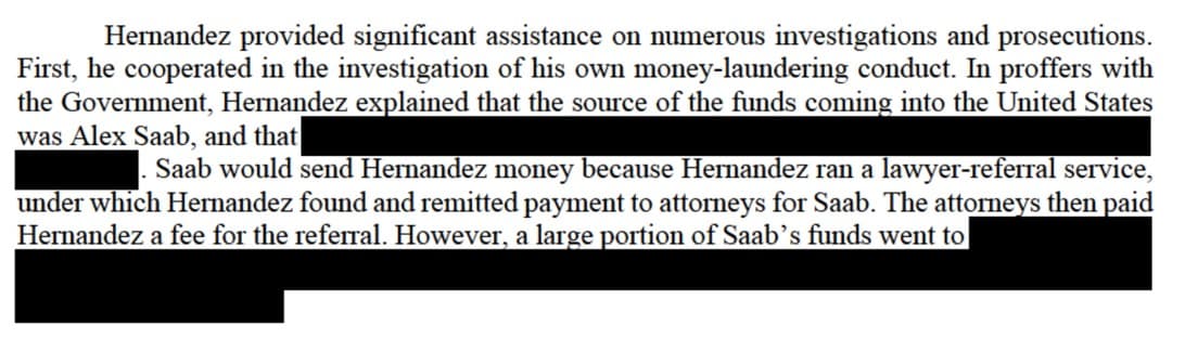 Fragmento censurado en el informe del asistente del fiscal de Nueva York
