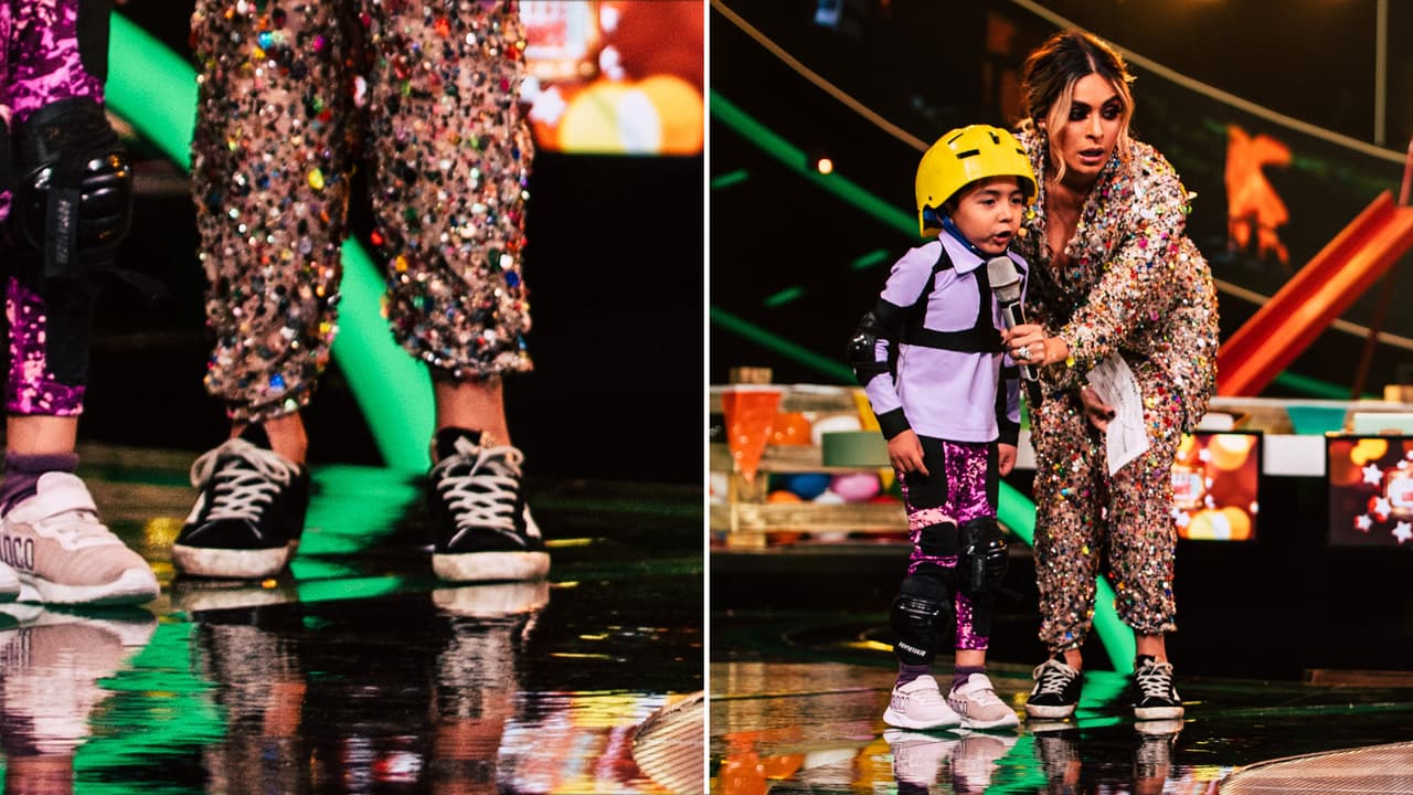 A pesar de lo espectacular de sus zapatos, Galilea no pierde la oportunidad de sentirse cómoda (sobre todo en los momentos más activos del show). Durante 'El Reto 4 Elementitos' la conductora cambió sus sandalias por unos cómodos tenis.