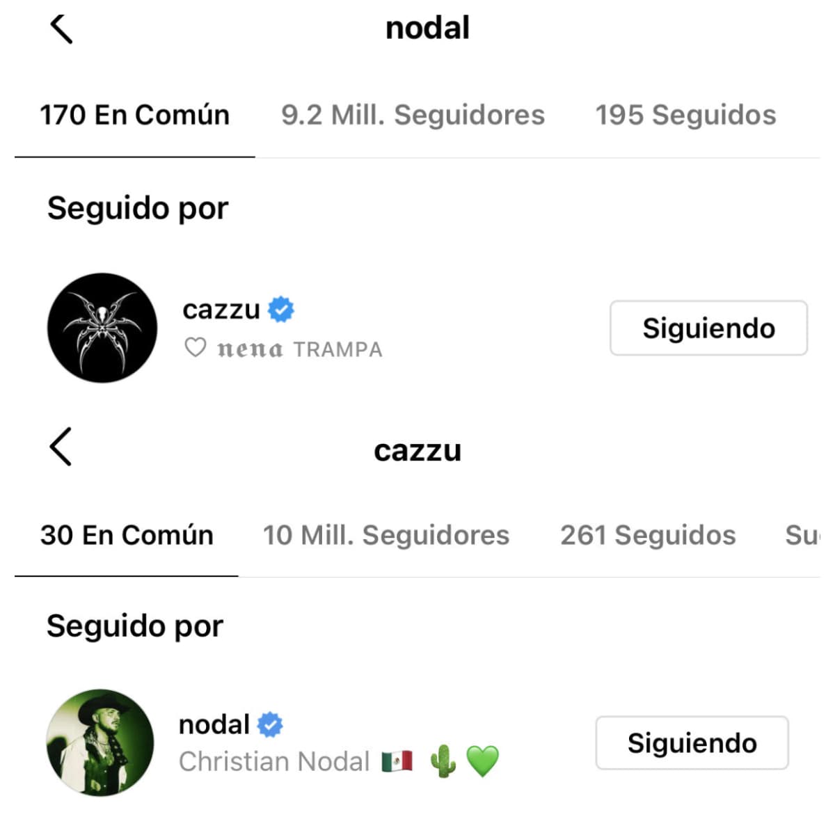 No queda claro cómo o cuándo la conoció Nodal, pero ambos se siguen en Instagram.