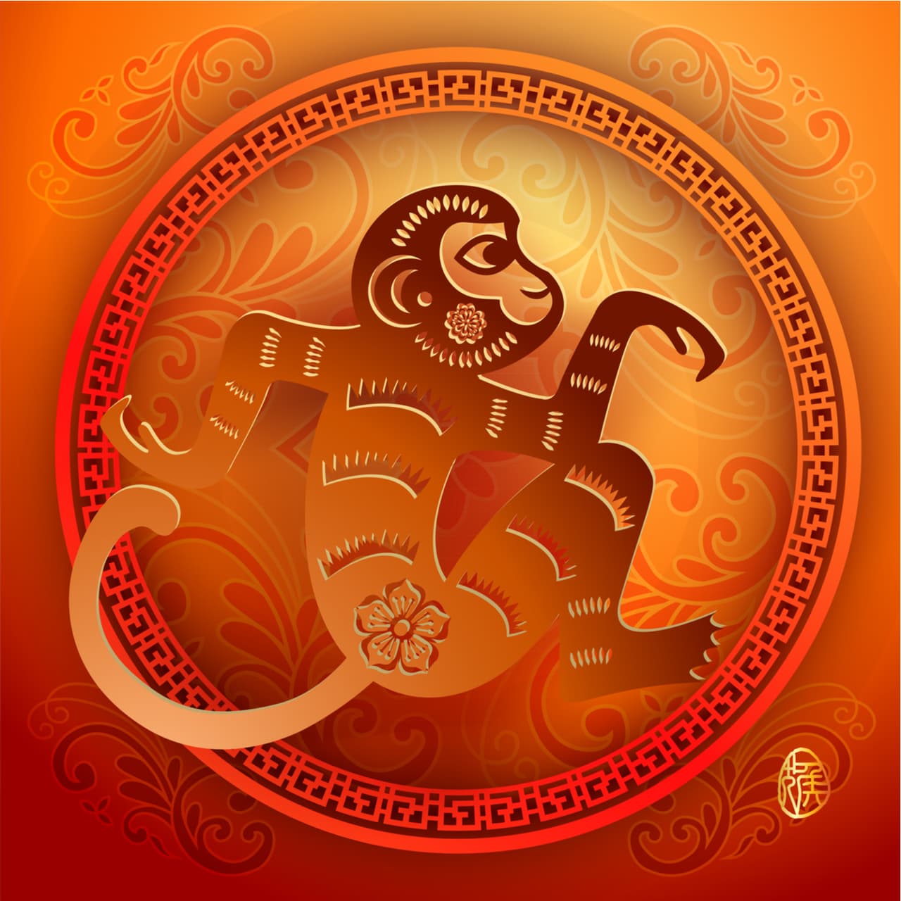 El Mono viene a ser el noveno signo del zodíaco chino, considerado yang y de polaridad positiva y rige las horas entre las 3 y las 5 de la tarde, llamadas “las horas del Mono” según el horóscopo chino y que son las mejores para hacer buenos negocios, pero ¡ojo!, también son aprovechadas por los ladrones y oportunistas así que hay que estar muy claros para sacarle el mejor partido y evitar los riesgos y peligros que entrañan.
<br>