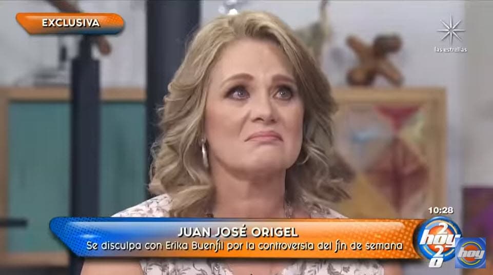 Mientras tanto, la artista, con lágrimas, dijo: "Que digan de mí muchas cosas. Ya cuando tocan a los hijos, 
<b><a href="https://www.univision.com/shows/el-gordo-y-la-flaca/tampoco-se-trata-de-burlarse-erika-buenfil-explica-porque-enfurecio-cuando-llamaron-a-su-hijo-zedillito-video" target="_blank">tengo un hijo de 15 años que lee</a></b>, escucha, ve y tiene amigos, y entonces lo único que puedo decir es que con mi hijo no, con los niños no, sobre todo porque somos tan públicos".
<br>