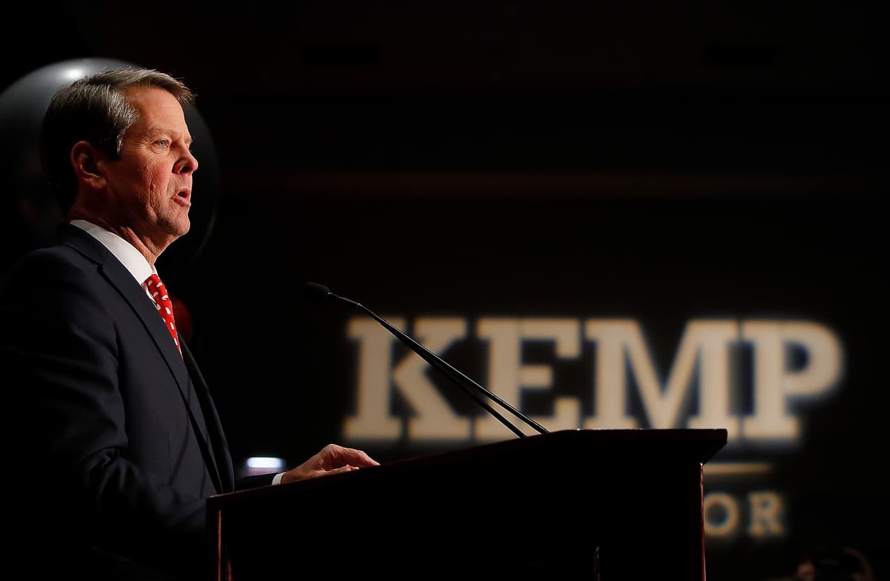 ATHENS, GA - NOVEMBER 06: Republican gubernatorial candidate Brian Kemp attends the Election Night event at the Classic Center on November 6, 2018 in Athens, Georgia. Kemp is in a close race with Democrat Stacey Abrams. (Photo by Kevin C. Cox/Getty Images)