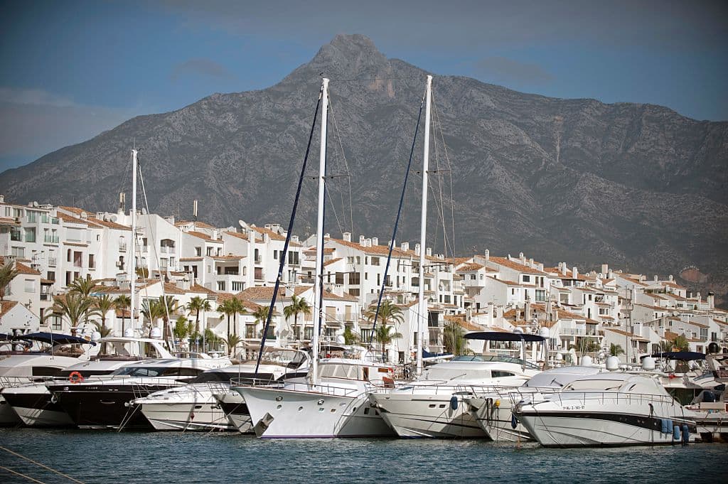 Boats lie at dock in Puerto Banus, near Marbella.