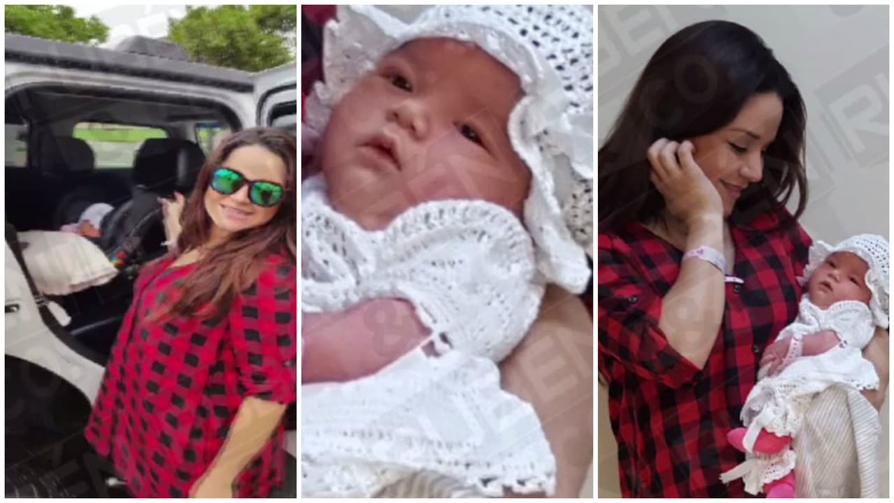 Aquí cuando salió del hospital rumbo a su nueva vida de mamá primeriza.