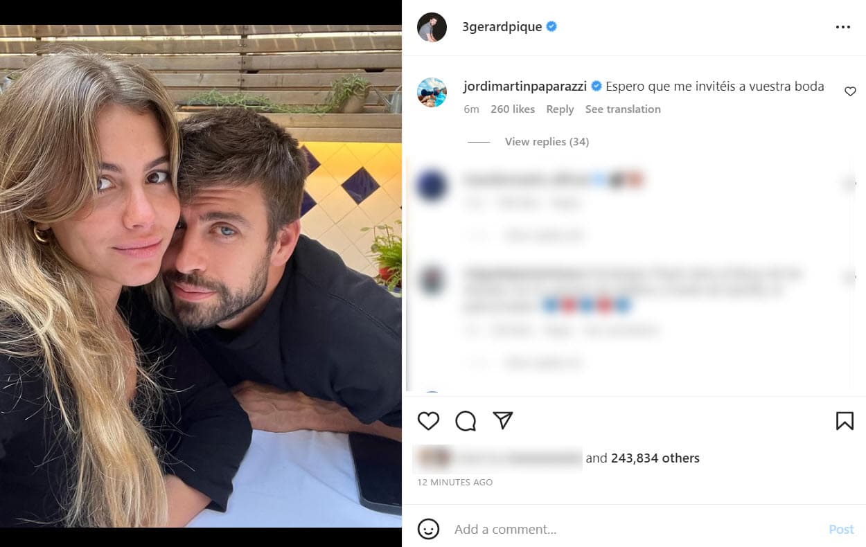 Piqué y Clara Chía posan por primera vez como pareja en redes sociales.