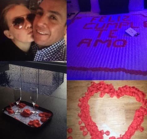 Michelle compartió emocionada una imagen de la romántica sorpresa que el torero le preparó.