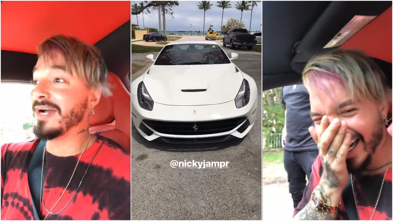 En video: JBalvin le juega una broma a Nicky Jam robándole su Ferrari