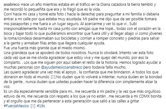 La actriz vivió momentos de susto y tristeza cuando ocurrió el sismo y también tuvo momentos emotivos junto a su padre.