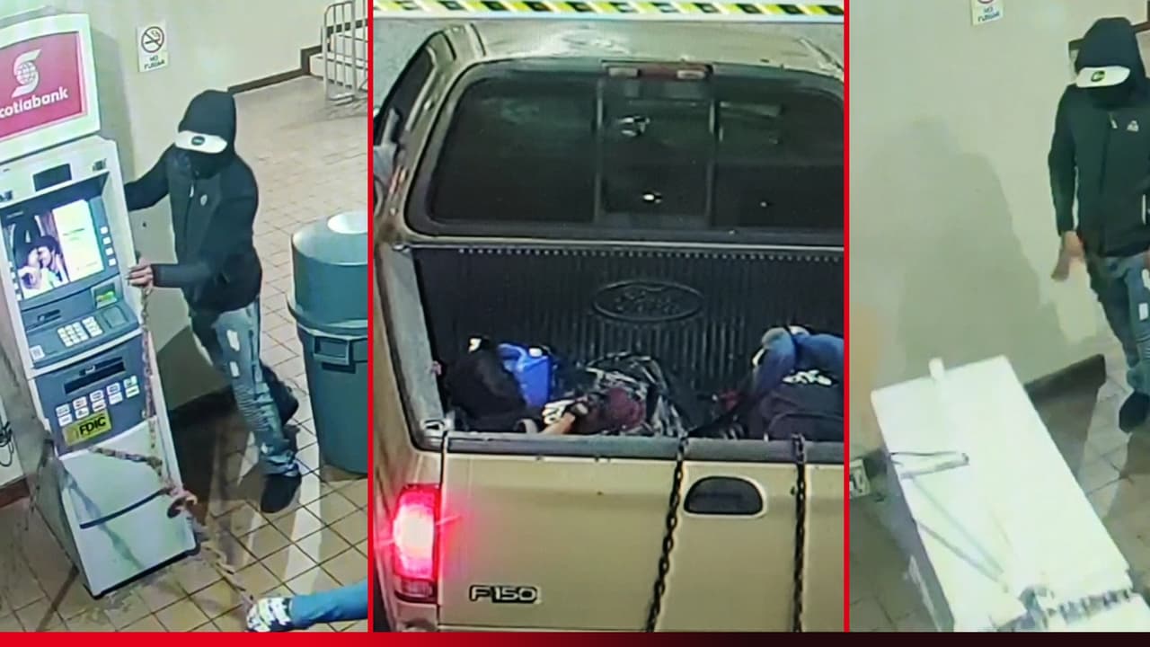 Buscan a sujetos por robar máquina ATM en estacionamiento multipisos