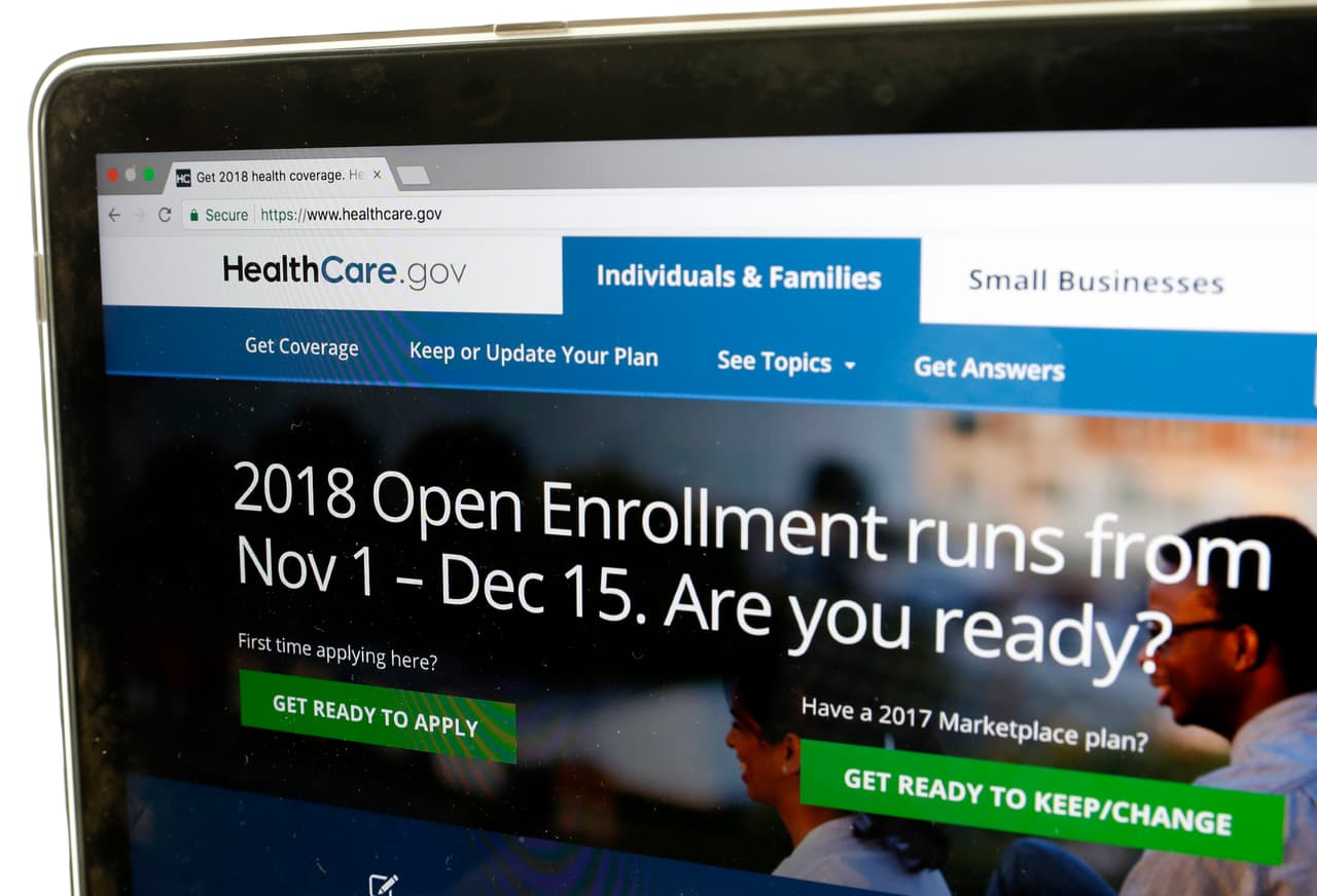 The Healthcare.gov website is seen on a computer screen Wednesday, Oct. 18, 2017, in Washington. It’s sign-up season for the Affordable Care Act, but the Trump administration isn’t making it easy _ cutting the enrollment period in half, slashing advertising and dialing back on counselors who help consumers get through the process. (AP Photo/Alex Brandon)