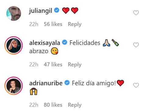 Algunos famosos como Julián Gil, Alexis Ayala y Adrián Uribe le dejaron al actor cariñosos mensajes tras recordar a su fallecido padre. 
<br>