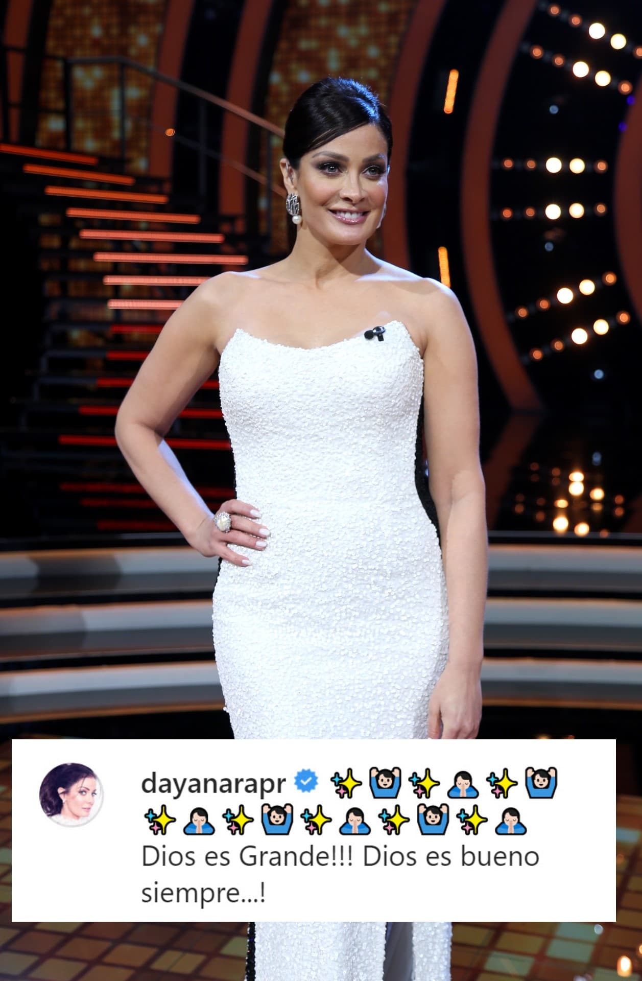 La jueza de Mira Quién Baila, 
<b>Dayanara Torres</b>, aseguró que "Dios es bueno siempre".