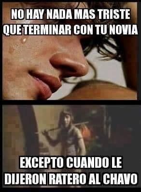 En esta meme los usuarios afirmaron que la muerte de Chespirito es más triste que la ruptura con una novia. (Fotografía tomada de Twitter)
