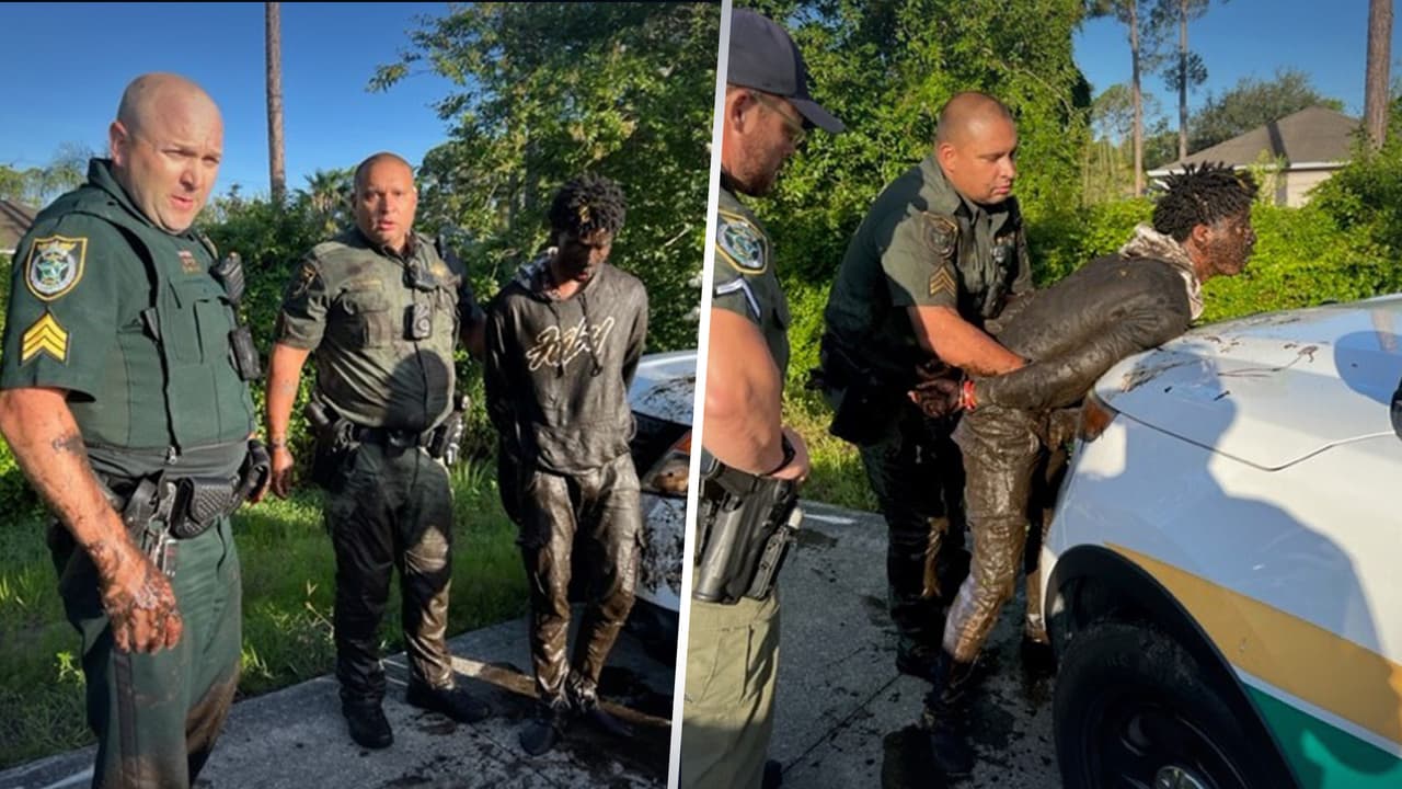 Con todo y lodo, arrestan a hombre que cayó a una zanja al tratar de escapar de la policía