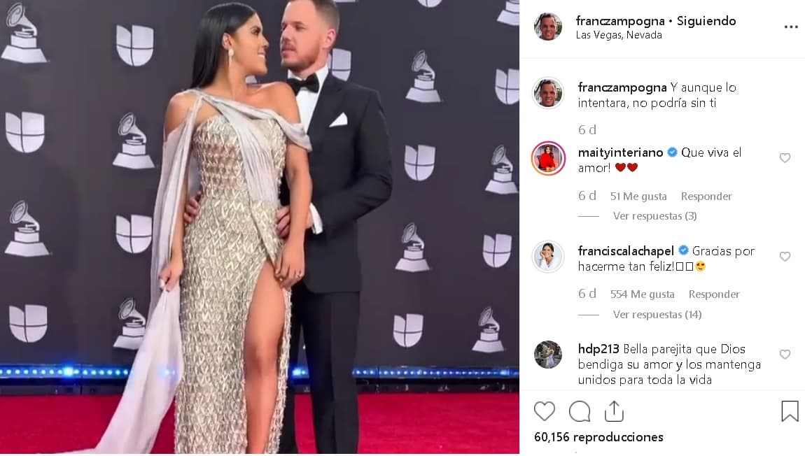 Hace unas semanas, la pareja sorprendió en la 
<a href="https://www.univision.com/shows/despierta-america/francisca-desfilo-con-francesco-por-primera-vez-en-una-alfombra-roja-las-fotos-de-su-gran-noche-en-latin-grammy-fotos" target="_blank">alfombra roja</a> de Latin GRAMMY donde posaron muy enamorados.
