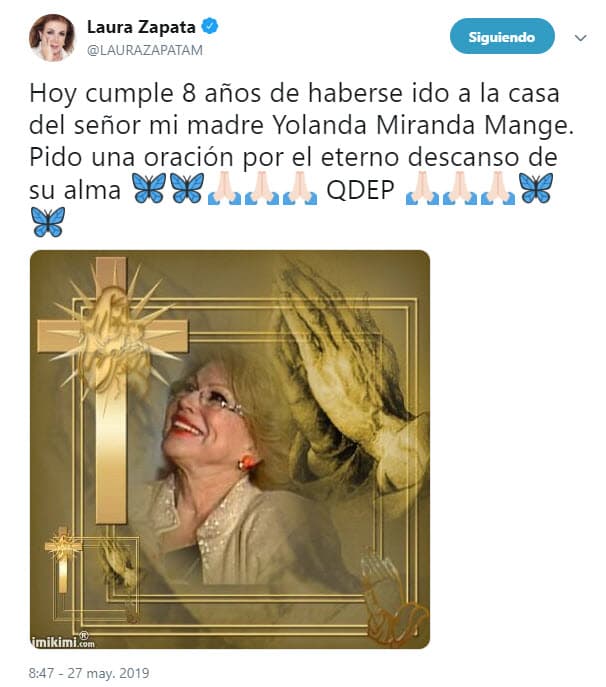 Por su parte, Laura Zapata también recordó a su madre, con quien ha declarado en varias ocasiones, no tenía una relación cercana.