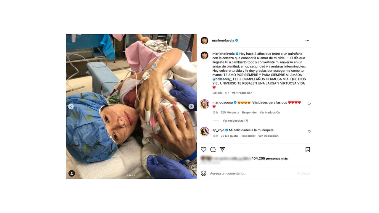 La hija de Marlene Favela nació el 12 de octubre de 2019.