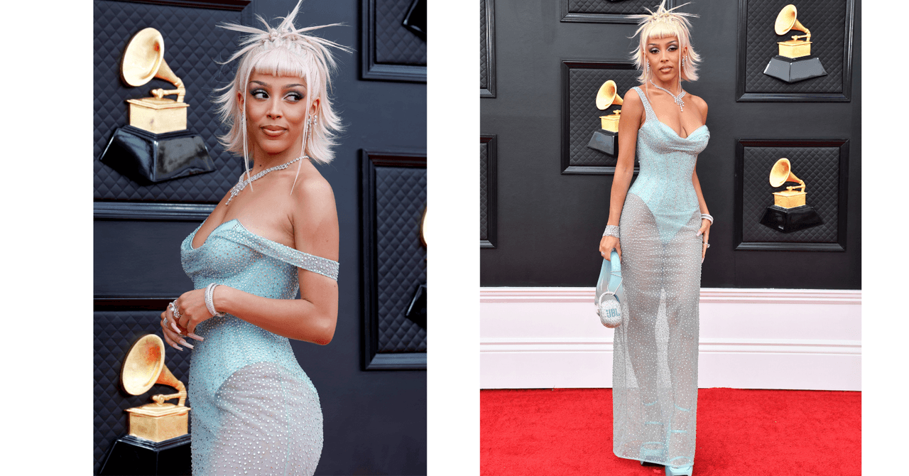 Doja Cat en la alfombra roja de los Grammy 2022