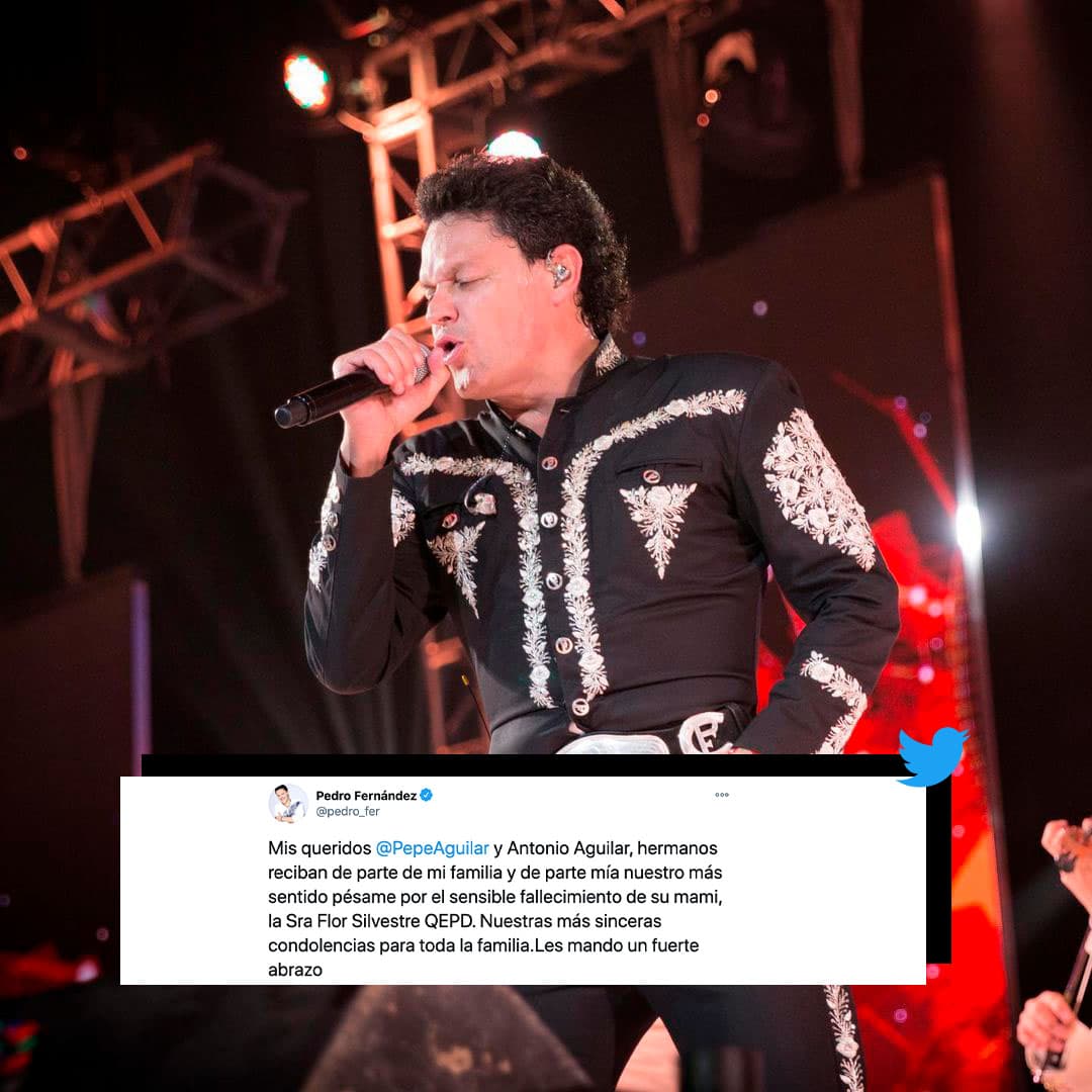 “Mis queridos Pepe y Antonio Aguilar, hermanos reciban de parte de mi familia y de parte mía nuestro más sentido pésame por el sensible fallecimiento de su mami, la Sra Flor Silvestre. Nuestras más sinceras condolencias para toda la familia. Les mando un fuerte abrazo”, escribió 
<b>Pedro Fernández</b>.