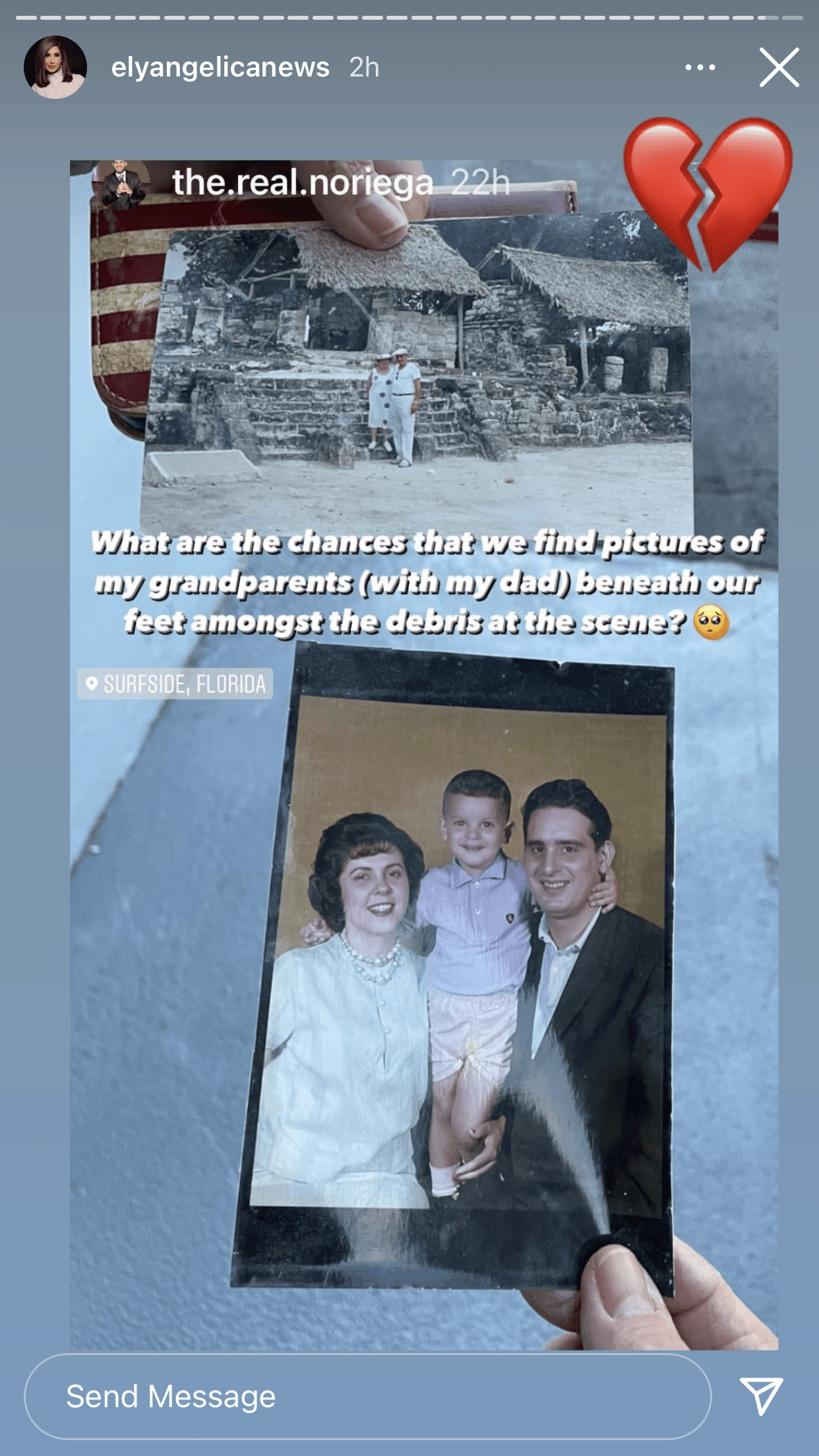 Imagen que compartió Mike Noriega de su abuela Hilda, desaparecida en el complejo de edificios que colapsó parcialmente.