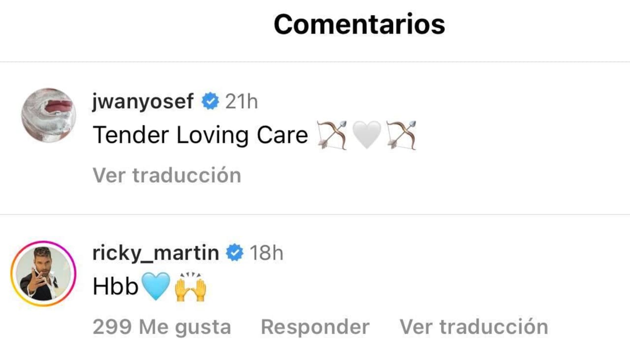 Ricky Martin reaccionó así a la reaparición de Jwan Yosef y le escribió "Hbb", que en árabe significa "mi amado".