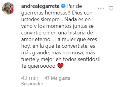 Asimismo, Andrea Legarreta respondió catalogándolas como “par de guerreras hermosas” y destacó la fortaleza de Lidia.