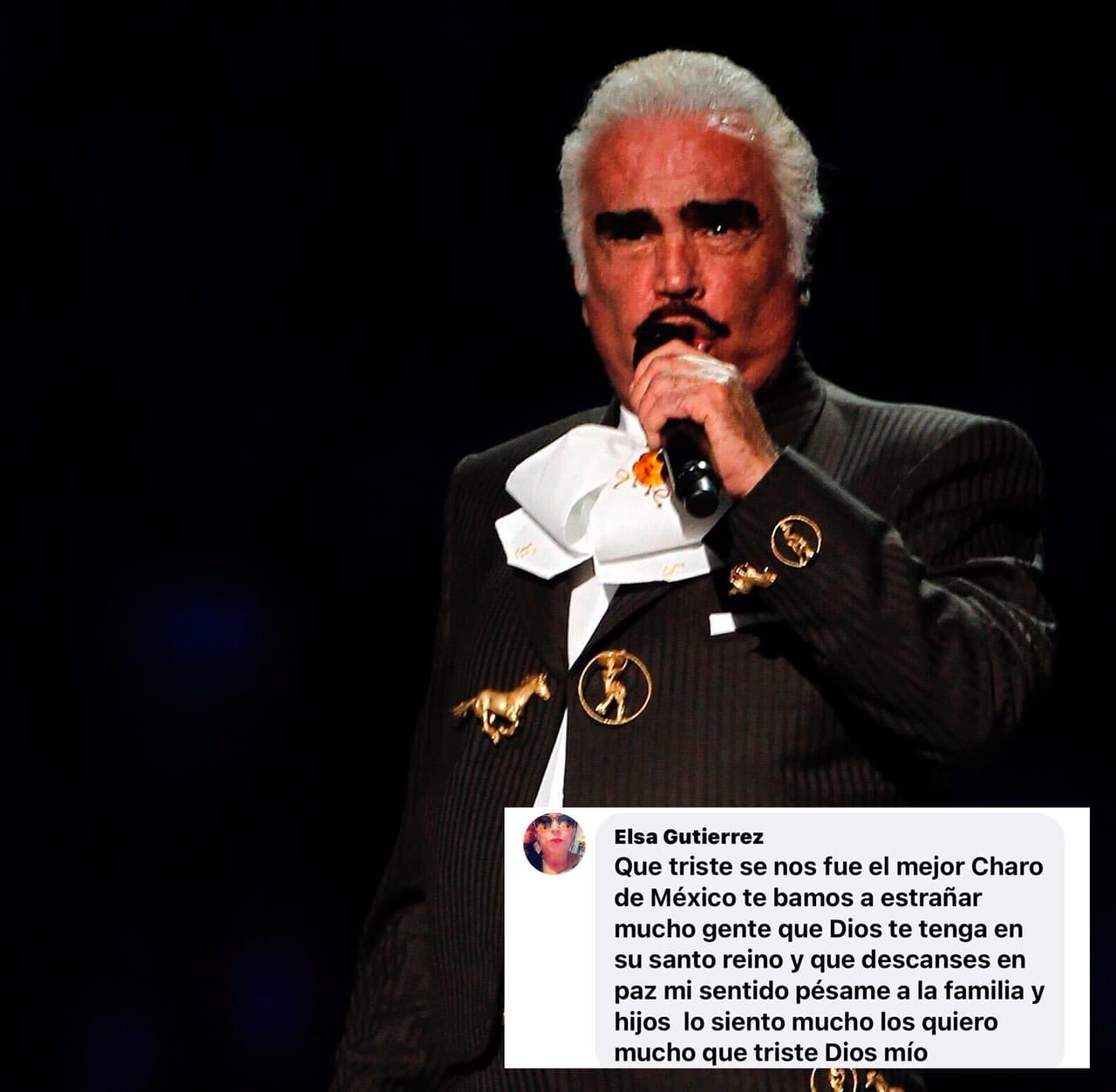 "Qué triste se nos fue el mejor charro de México, te vamos a extrañar mucho, gente que dios tenga en su santo reino y que descanses en paz, mi sentido pésame a su familia e hijos, lo siento mucho, los quiero mucho, que triste dios mío": Elsa Gutiérrez.