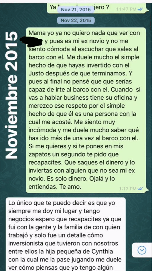 El mismo día, Frida Sofía respondió a las declaraciones de su madre llamándola mentirosa y compartiendo una supuesta conversación que mantuvo con Alejandra Guzmán en WhatsApp.