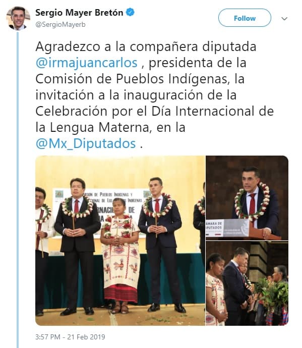 Durante su discurso para conmemorar el Día Internacional de la Lengua Materna, Mayer llamó “Yanitza” a la joven actriz oaxaqueña.