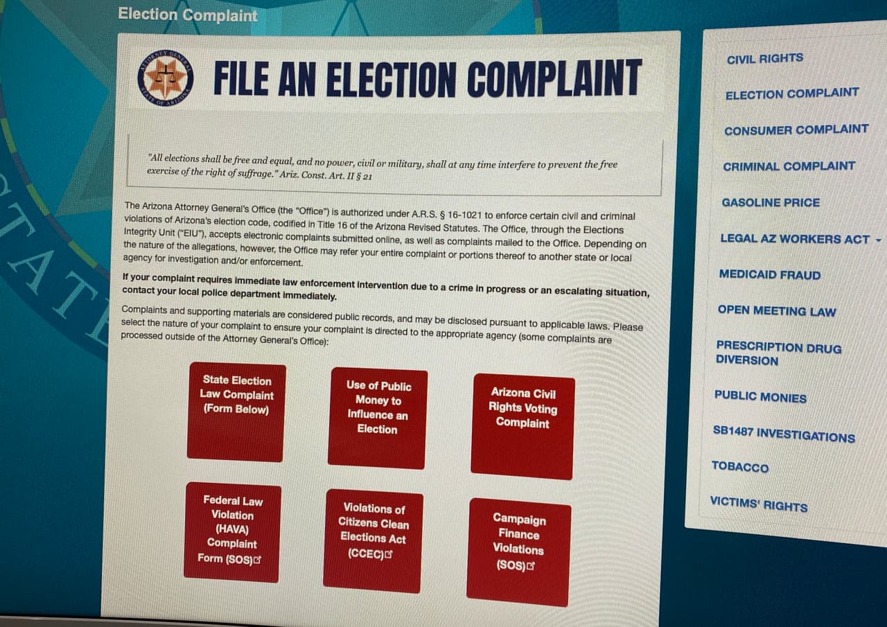 Fiscalía de Arizona crea sitio web para reportar las irregularidades relacionadas con las elecciones 