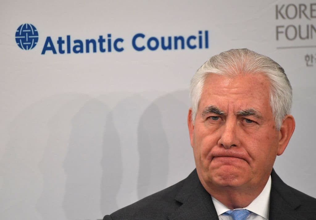 Tillerson hablando en la sede del Atlantic Council en Washington DC.