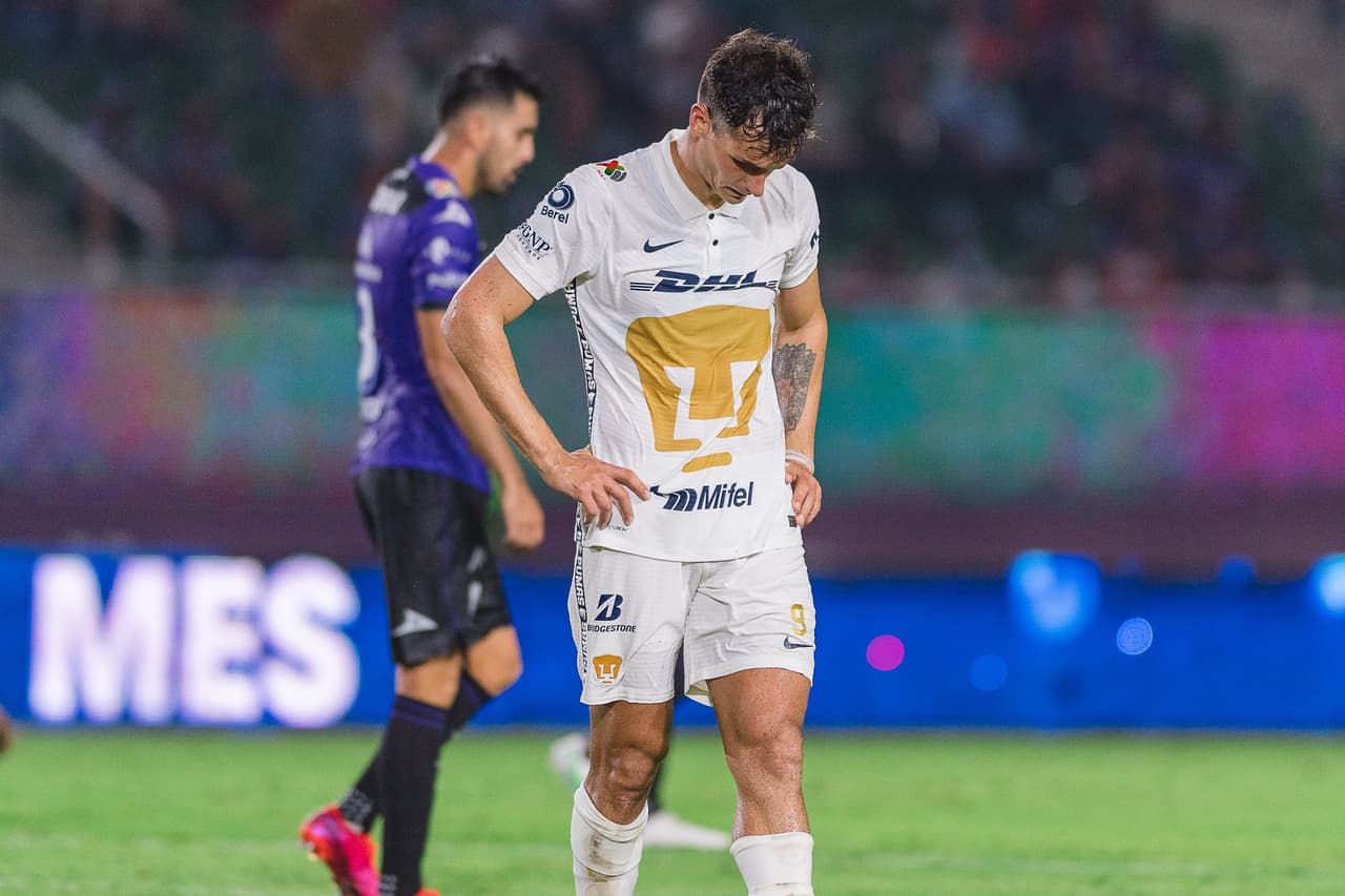 Juan Dinenno of Pumas during the game Mazatlan FC vs Pumas UNAM, corresponding to ninth round of the Torneo Apertura Grita Mexico A21 of the Liga BBVA MX, at El Kraken Stadium, on September 18, 2021. Juan Dinenno de Pumas durante el partido Mazatlan FC vs Pumas UNAM, Correspondiente a la Jornada 09 del Torneo Apertura Grita Mexico A21 de la Liga BBVA MX, en el Estadio El Kraken, el 18 de Septiembre de 2021.