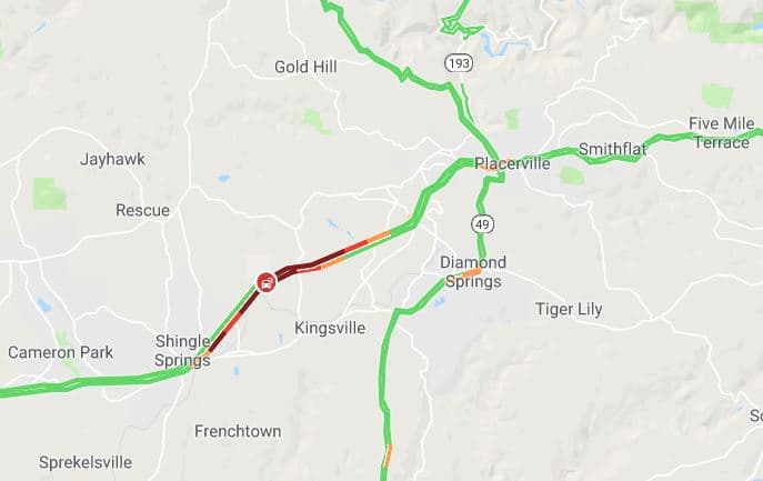 Cierran la autopista 50 cerca de Placerville debido a un incendio forestal