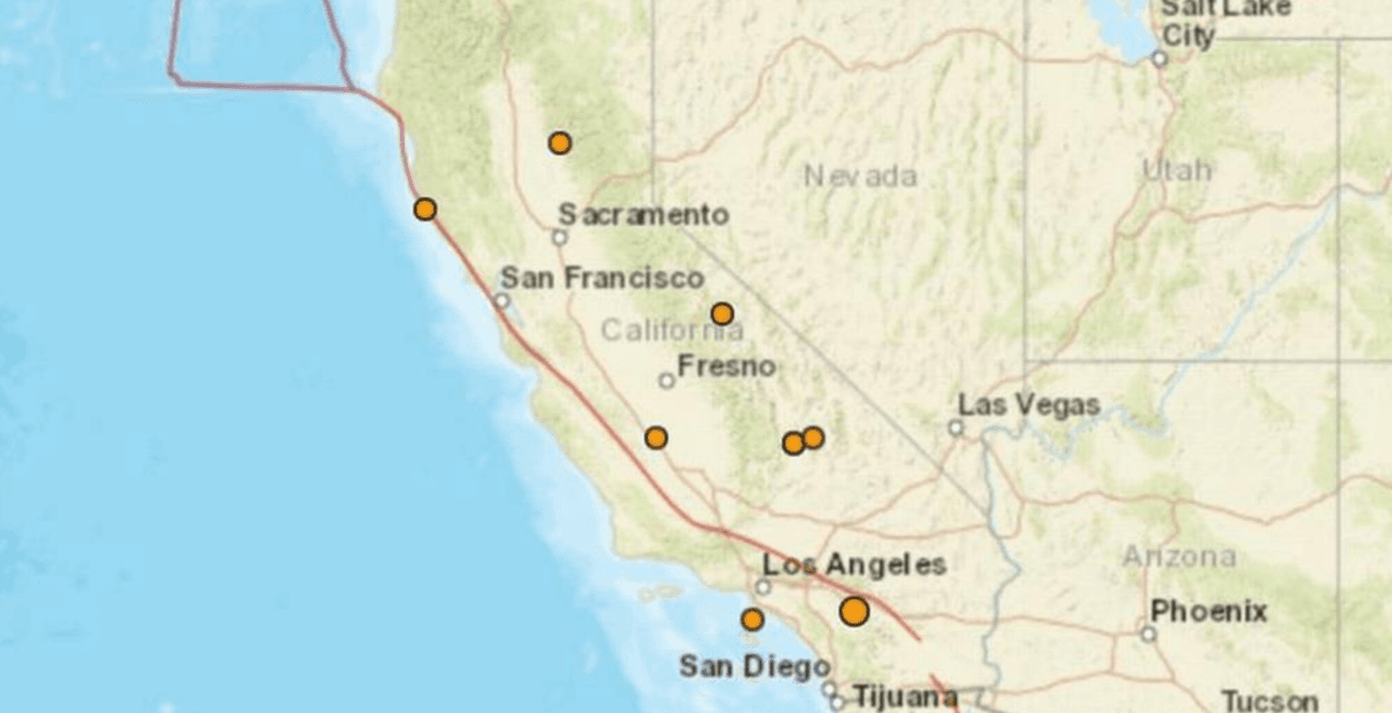USGS reporta ocho sismos en California entre la víspera y la mañana de Navidad