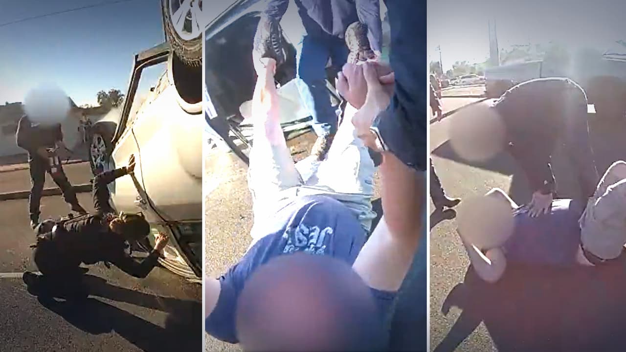 Policía y ciudadanos salvan a un conductor de morir quemado en Phoenix