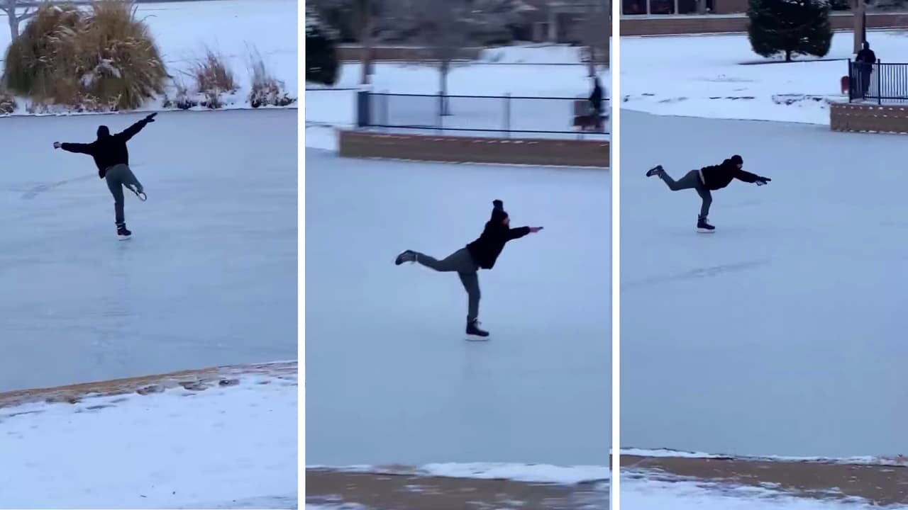 Las insólitas temperaturas bajo cero que se registraron durante la tormenta invernal en Texas provocaron congelamientos por todas partes en del estado, incluyendo un lago de patos en el área de Midland.