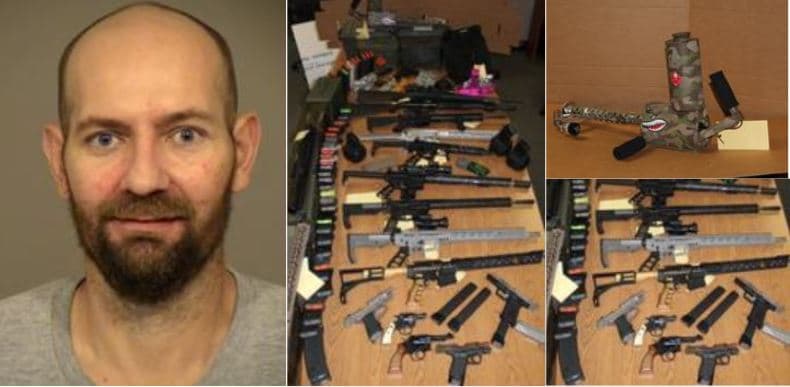 Lo descubren con su propio taller de armas fantasmas y hasta un lanzallamas en su casa de California