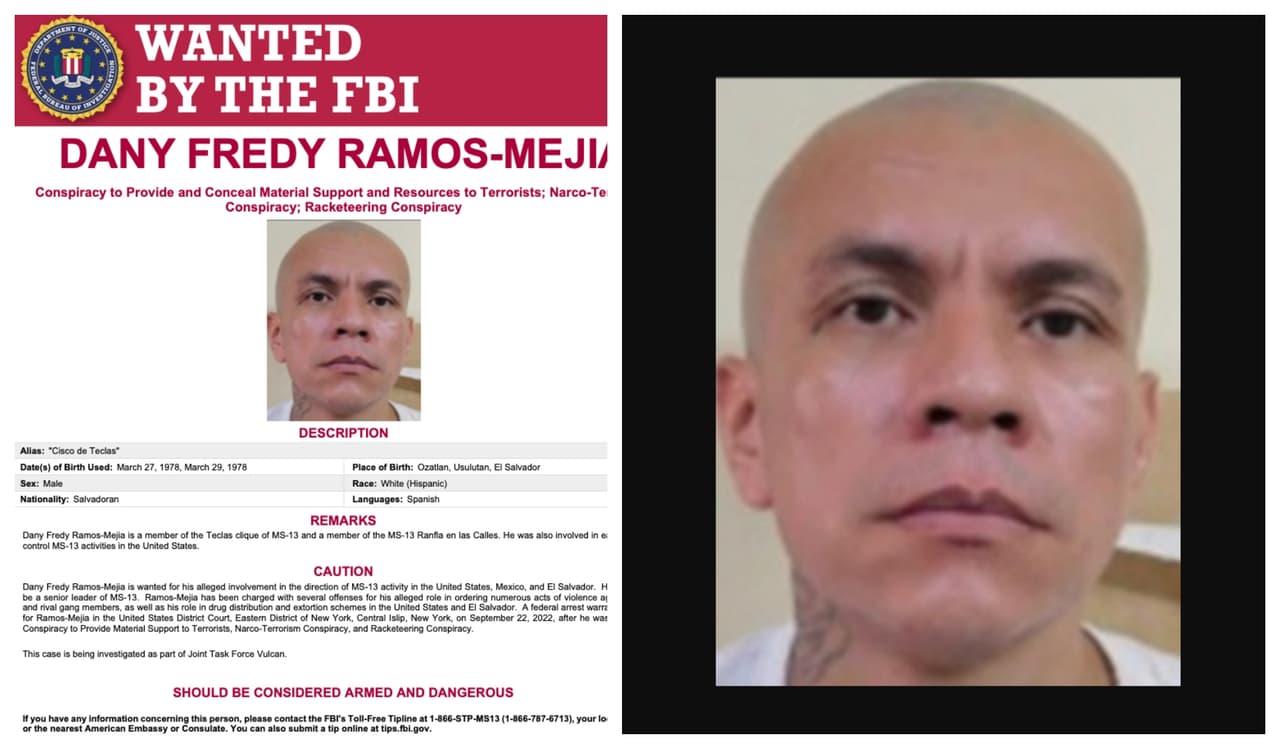 <b>Dany Fredy Ramos-Mejía </b>
<br>Salvadoreño, de 44 años. El FBI dice que él es miembro del brazo pandillero Teclas, que pertenece a la MS-13 y miembro de la pandilla Ranfla en las Calles. Ha estado involucrado en varias actividades para fortalecer la presencia de la MS-13 en EE.UU.